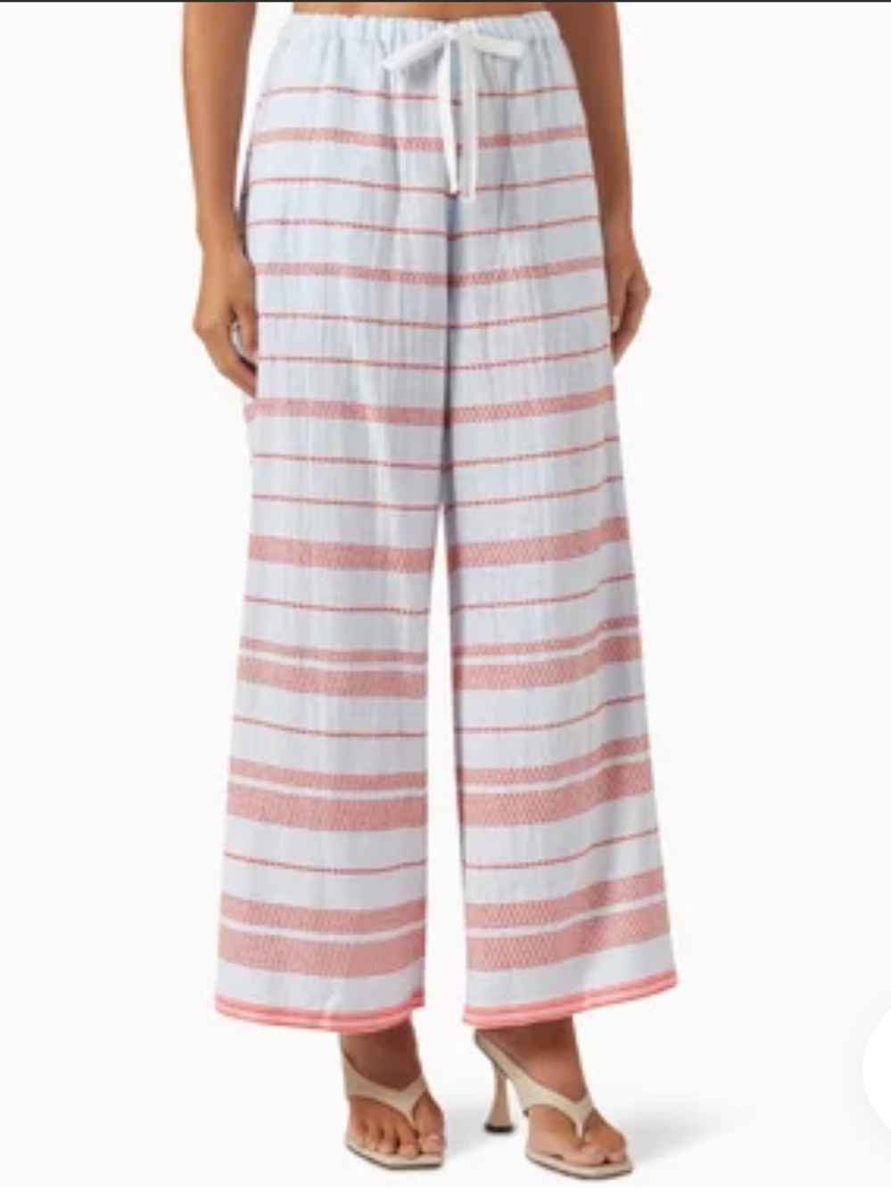 Lemlem Desta Wide Leg Pull On Pants with Drawstring S